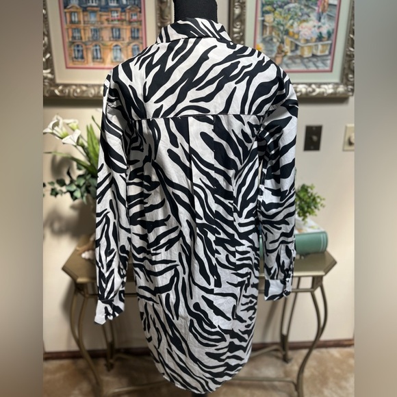 LITA BY CIARA SHIRT DRESS ANIMAL PRINT BLACK & WHITE PARTY COCKTAIL SZ M NWOT - Picture 3 of 10